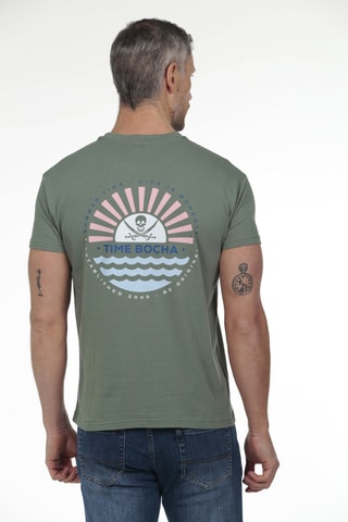2 t-shirts regular - Bleu marine et vert