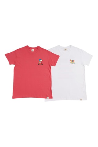 2 t-shirts regular - Blanc et corail