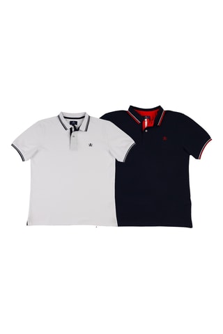 2 polos regular - Blanc et bleu marine