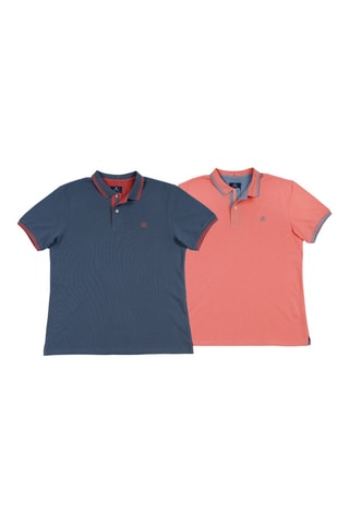 2 polos regular - Bleu et orange clair
