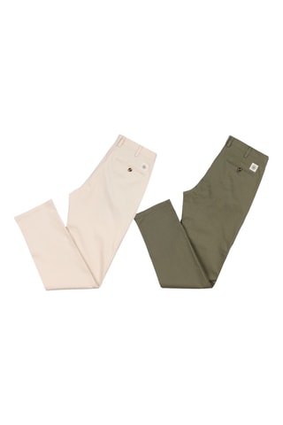 2 pantalons chinos - Blanc et vert