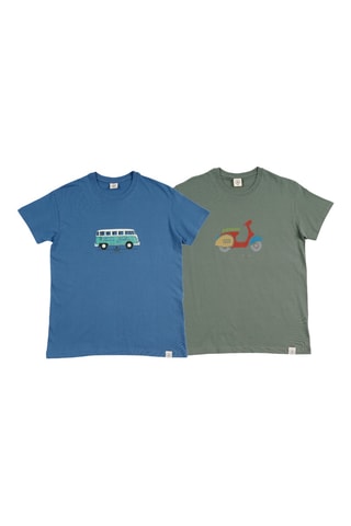 2 t-shirts regular - Bleu et vert