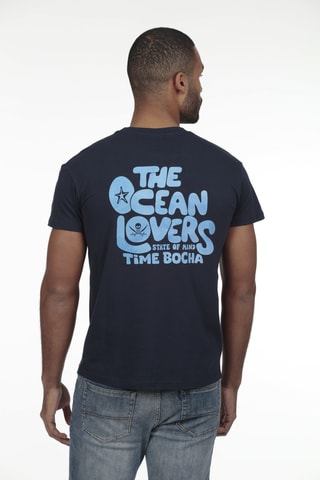 2 t-shirts regular - Blanc et bleu marine