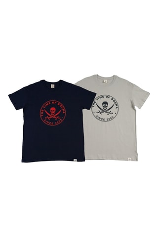 2 t-shirts regular - Bleu marine et gris