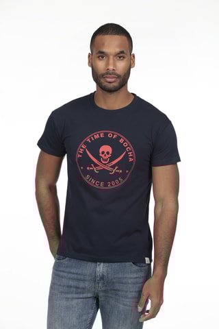 2 t-shirts regular - Bleu marine et gris