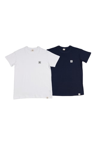 2 t-shirts regular - Blanc et bleu marine