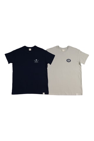 2 t-shirts regular - Bleu marine et gris