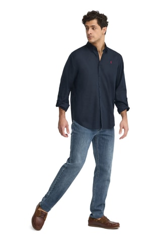 Chemise regular en lin - Bleu marine