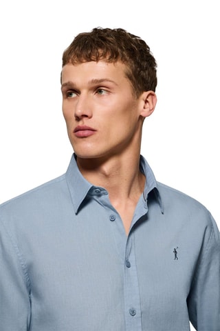 Chemise regular en lin - Bleu