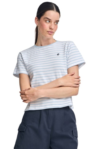 T-shirt regular - Wit en blauw
