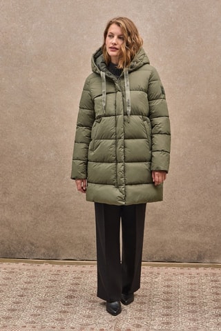 Dubbelzijdige lange gewatteerde jas - Groen