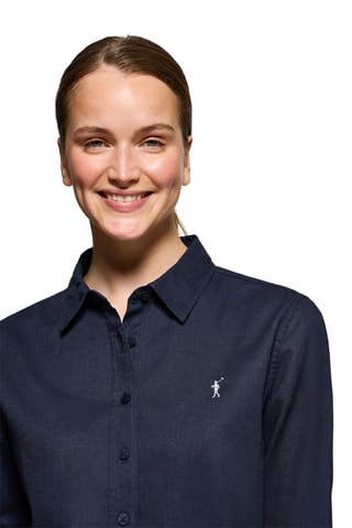 Linnen Blouse Regular Fit - Wit en blauw