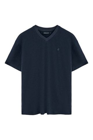 Linnen T-shirt Regular Fit - Blauw