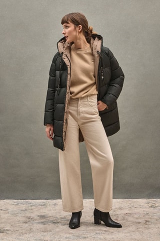 Dubbelzijdige Gewatteerde Jas - Beige en zwart