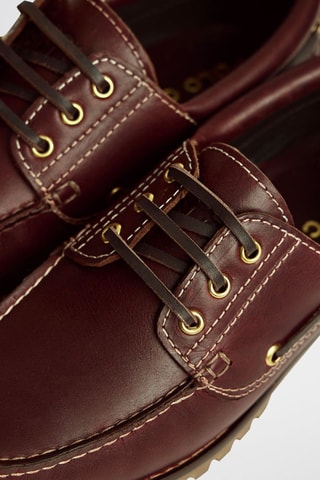 Chaussures bateau en cuir - Marron