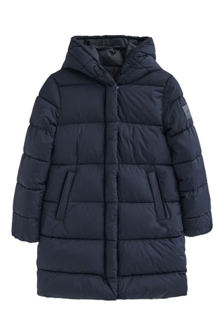 Dubbelzijdige lange gewatteerde jas - Blauw