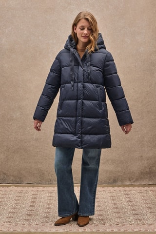 Dubbelzijdige lange gewatteerde jas - Blauw