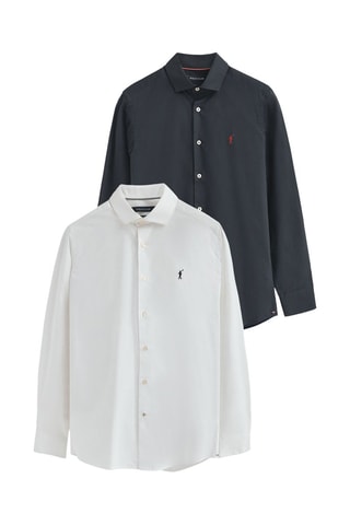 2 Overhemden Slim Fit - Wit en zwart