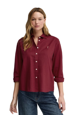 Linnen Blouse Loose - Bordeauxrood