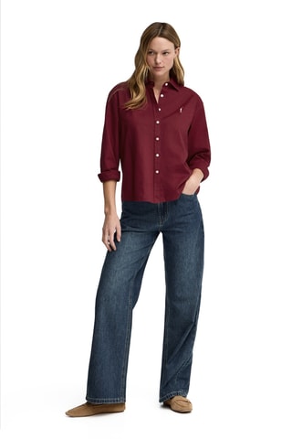 Linnen Blouse Loose - Bordeauxrood