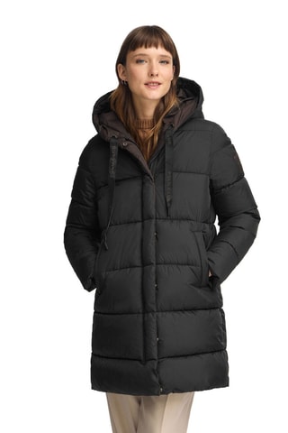 Dubbelzijdige lange gewatteerde jas - Zwart