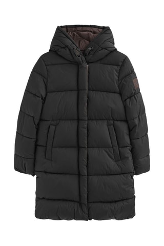 Dubbelzijdige lange gewatteerde jas - Zwart