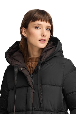 Dubbelzijdige lange gewatteerde jas - Zwart