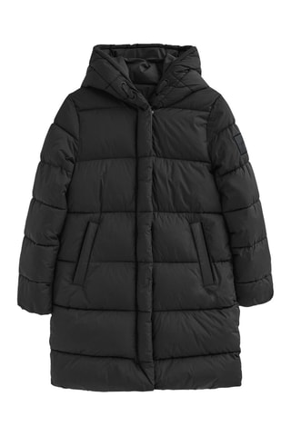 Dubbelzijdige lange gewatteerde jas - Zwart