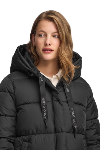 Dubbelzijdige lange gewatteerde jas - Zwart