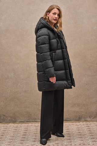 Dubbelzijdige lange gewatteerde jas - Zwart