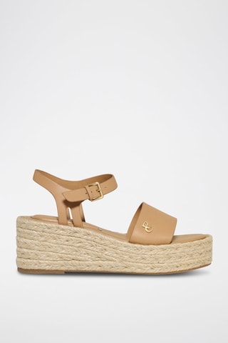 Sandalen met sleehak - Taupe