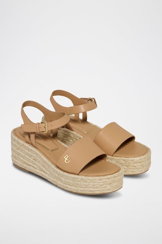 Sandalen met sleehak - Taupe