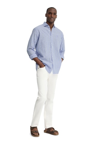 Linnen Overhemd Regular - Blauw