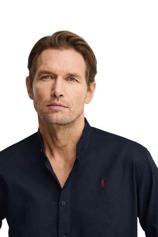 Linnen Overhemd Regular - Marineblauw