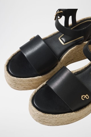 Sandalen met sleehak - Zwart en beige