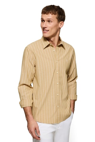 Chemise regular - Blanc et jaune