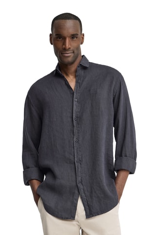 Chemise regular en lin - Bleu marine