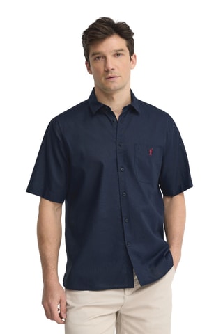 Linnen Overhemd Regular - Marineblauw