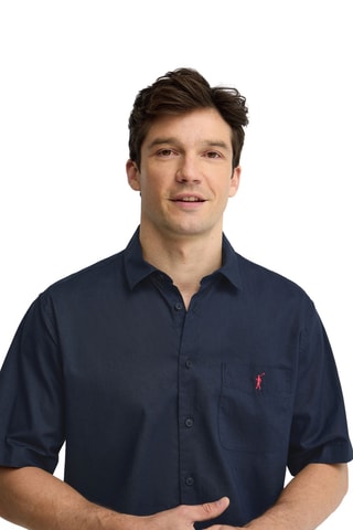 Linnen Overhemd Regular - Marineblauw