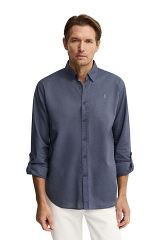 Chemise regular en lin - Bleu