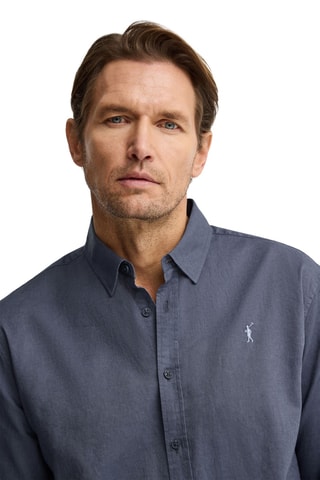 Chemise regular en lin - Bleu