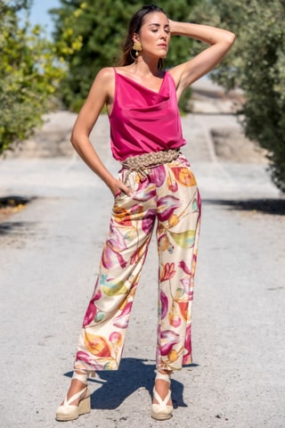 Pantaloni casual in seta - Beige