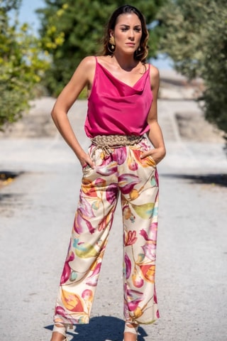 Pantaloni casual in seta - Beige