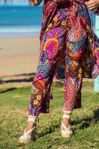 Pantaloni in seta - Fucsia