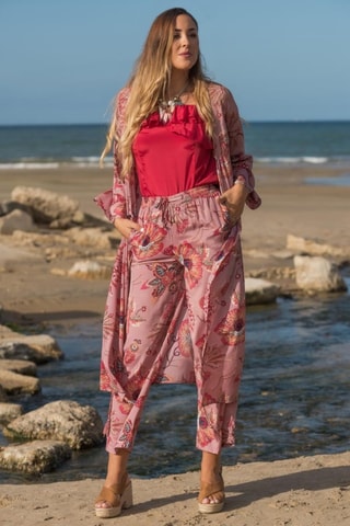 Pantaloni casual in seta - Rosa