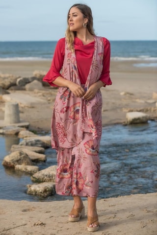 Pantaloni casual in seta - Rosa