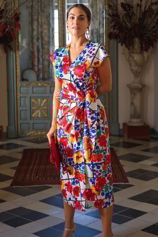 Abito a portafoglio - Beige e blu