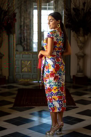 Abito a portafoglio - Beige e blu