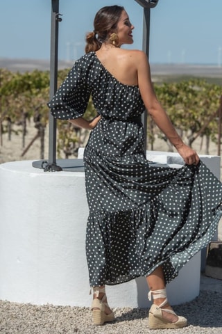 Abito asimmetrico in seta - Nero