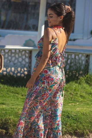 Abito lungo in seta - Multicolore